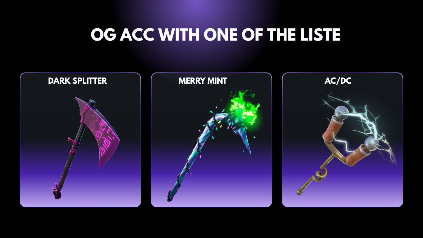 OG Fortnite Account – AC/DC / MERY MINT / DARK SPLITTER + 50+ Skins ...